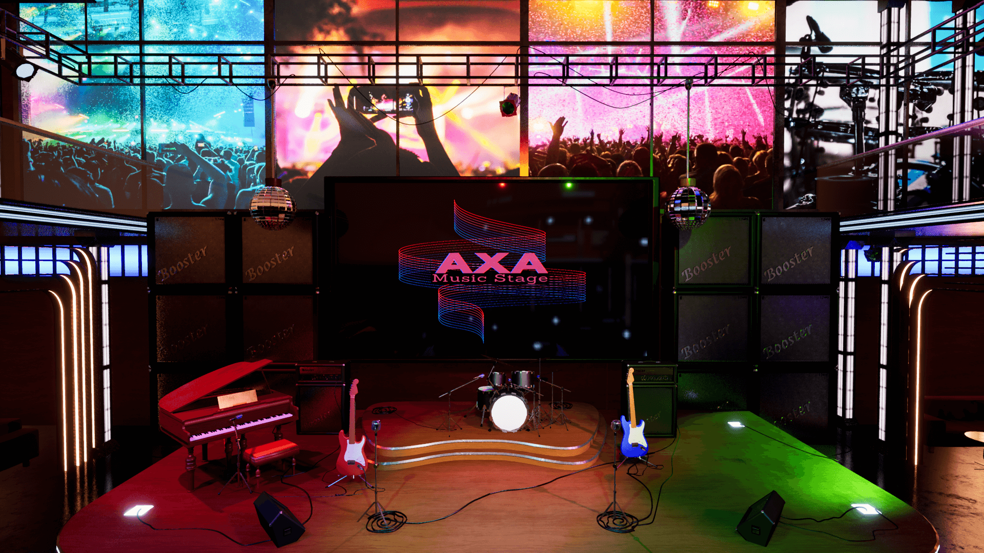 An image showing AXA Music Stage asset pack, created with Unreal Engine.