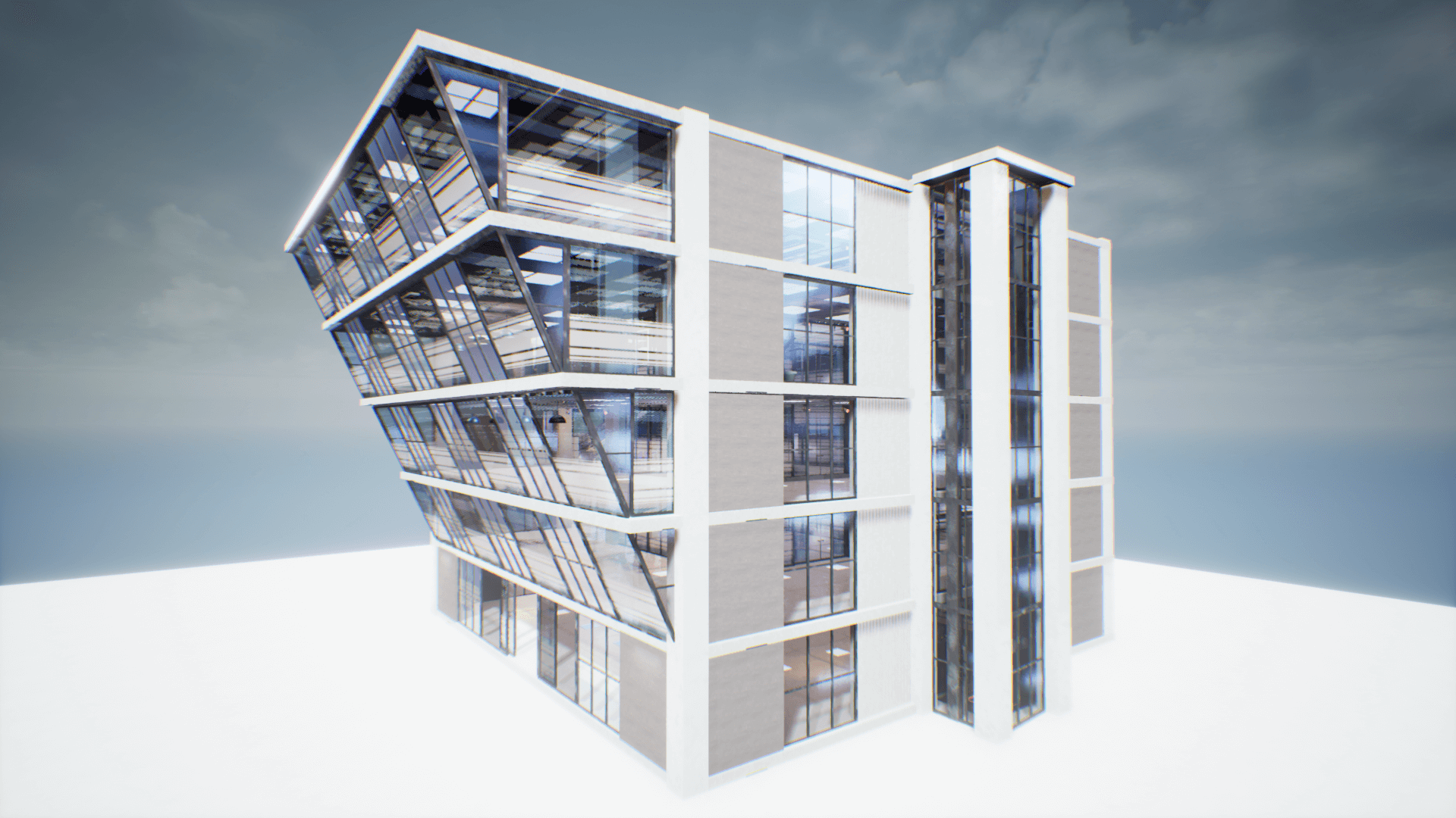 An image showing Modular Glass Building asset pack, created with Unreal Engine.