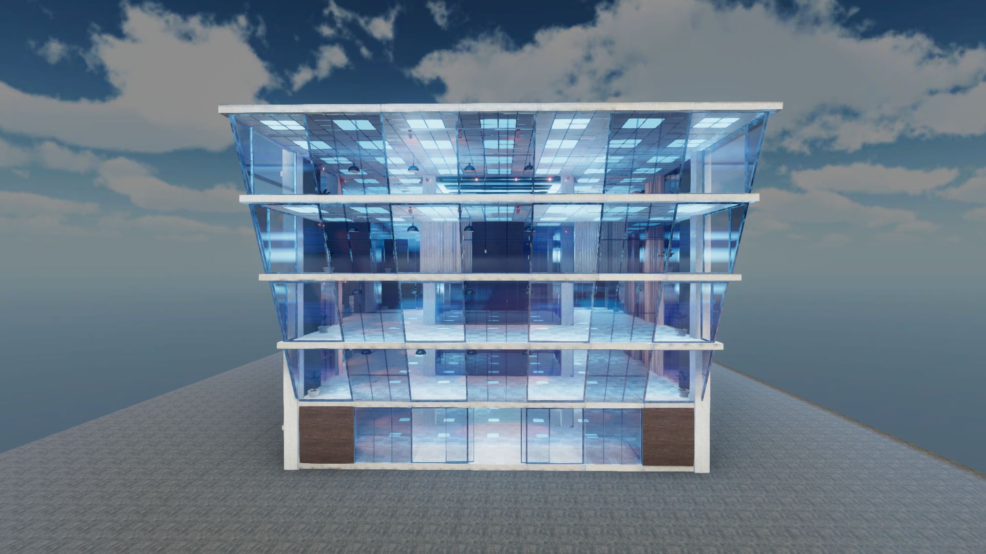 An image showing Modular Glass Building asset pack, created with Unity Engine
