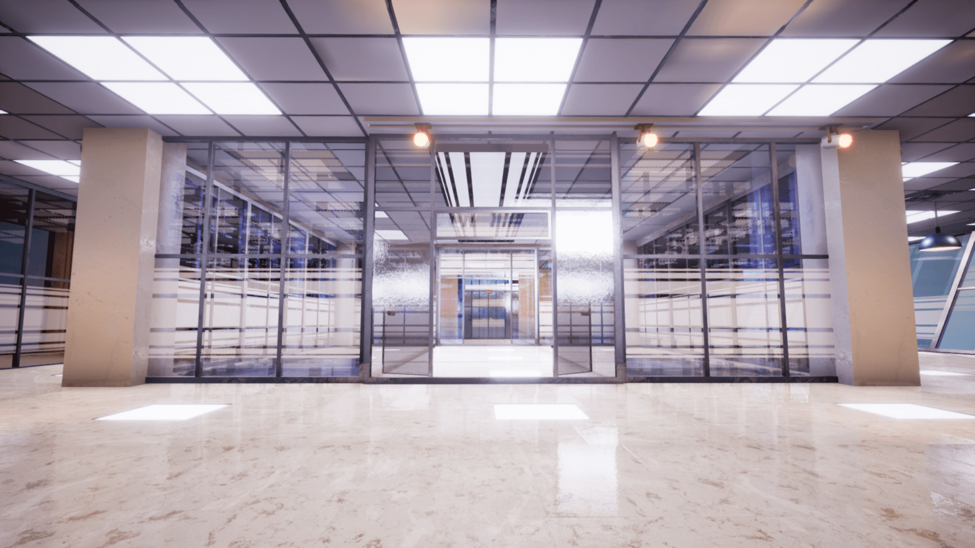 An image showing Modular Glass Building asset pack, created with Unreal Engine.