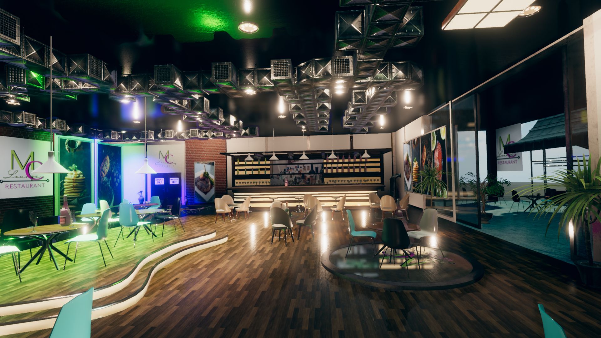 An image showing MC Restaurant and Lounge asset pack, created with Unity Engine.