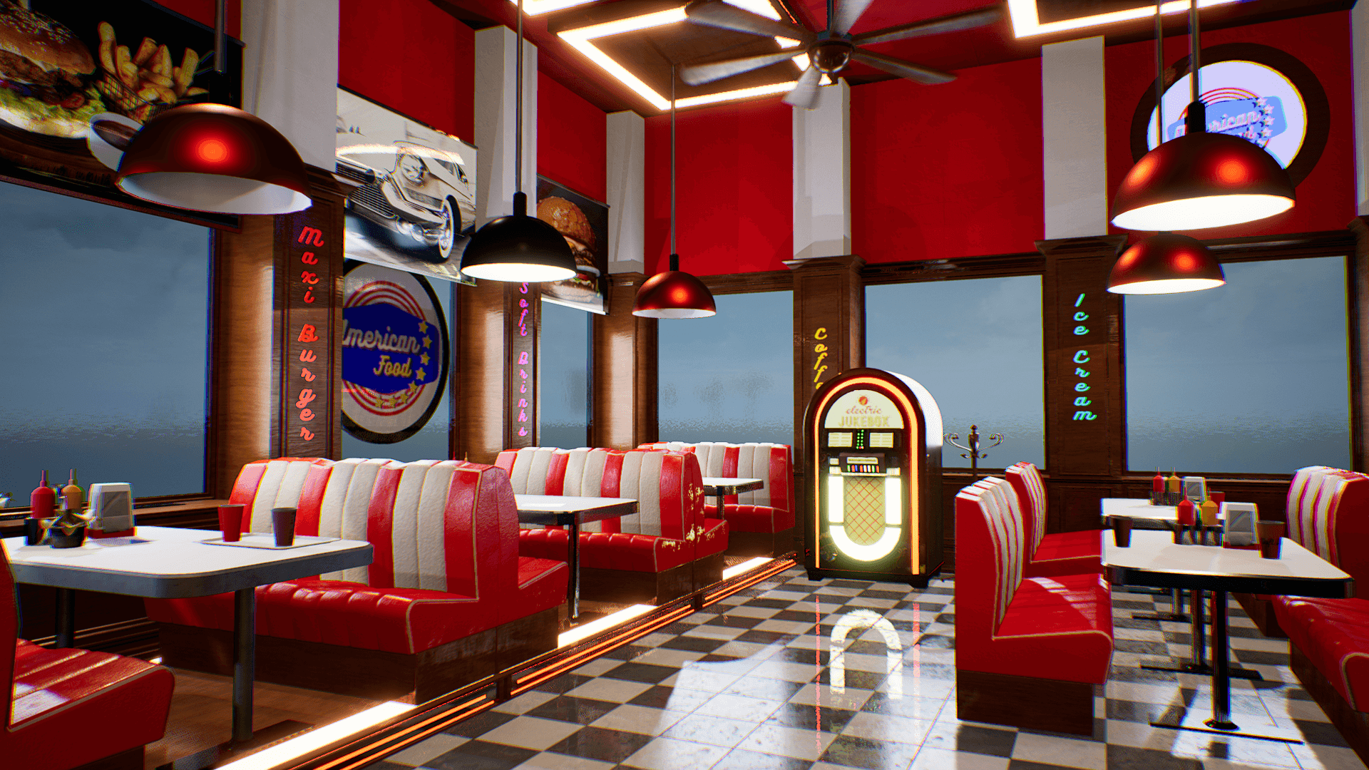 An image showing American Food Restaurant asset pack, created with Unreal Engine.