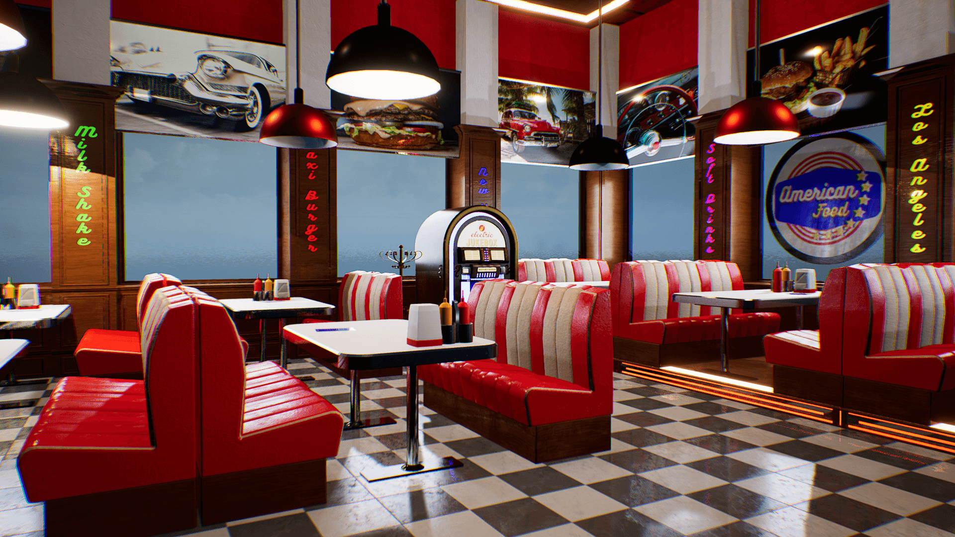 An image showing American Food Restaurant asset pack, created with Unreal Engine.