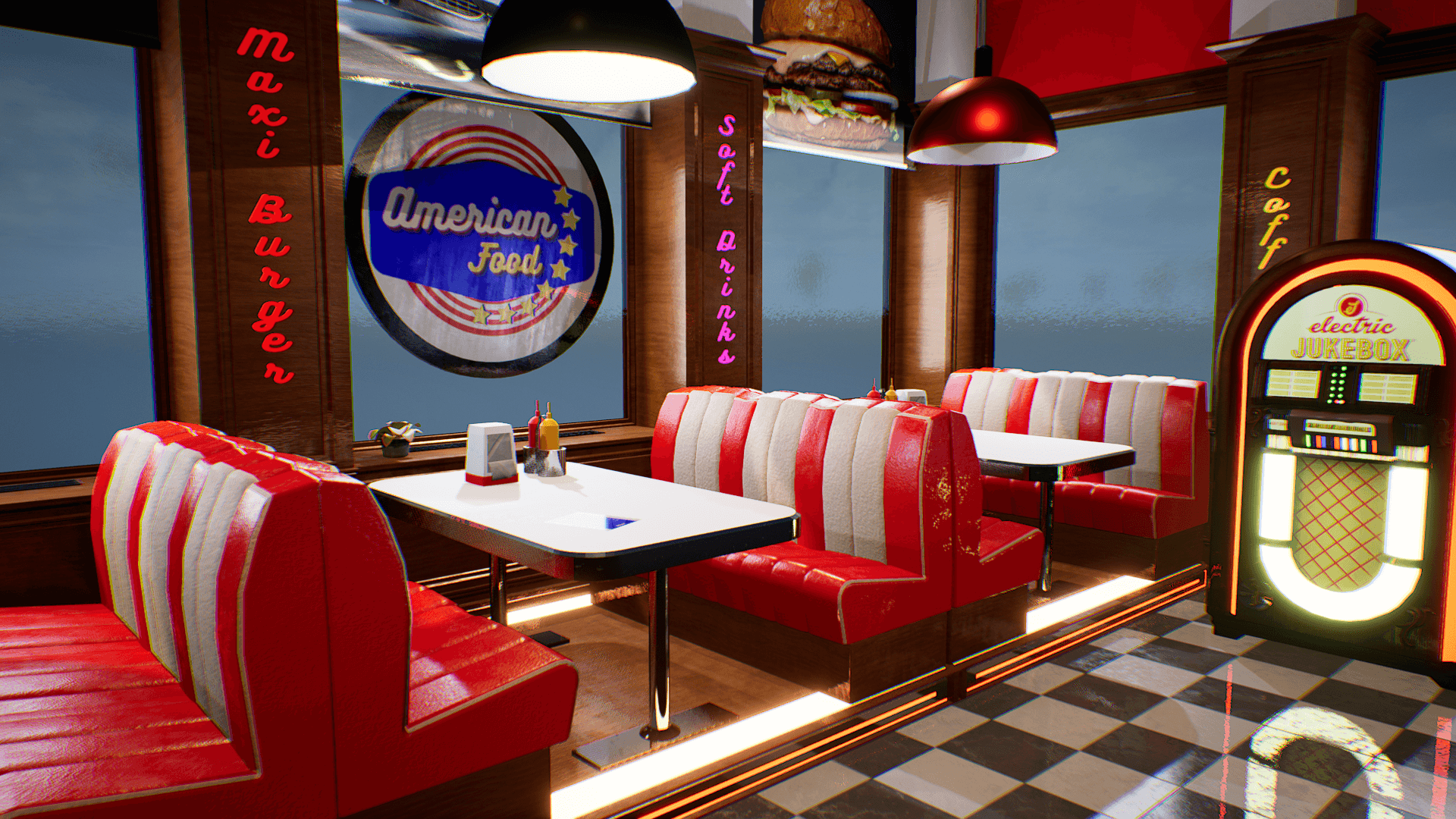 An image showing American Food Restaurant asset pack, created with Unreal Engine.