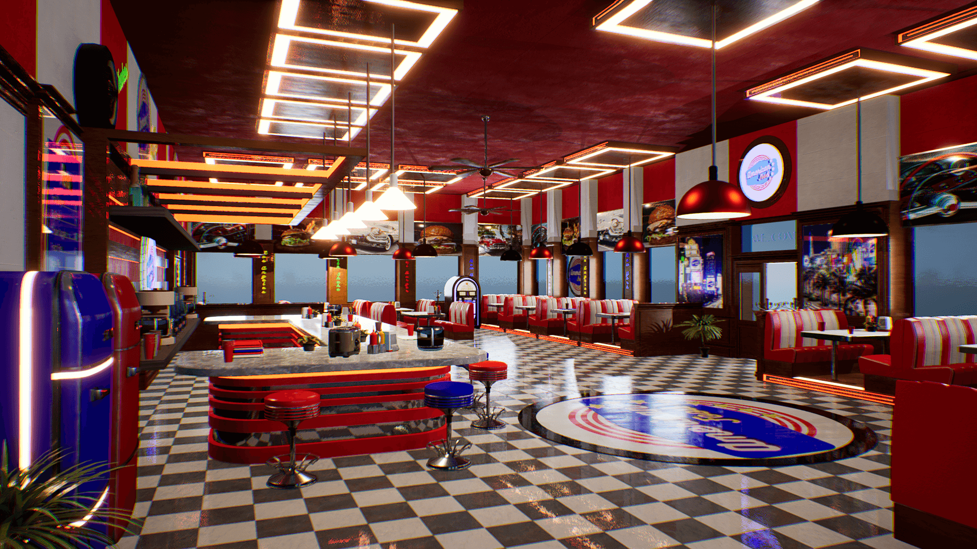 An image showing American Food Restaurant asset pack, created with Unreal Engine.