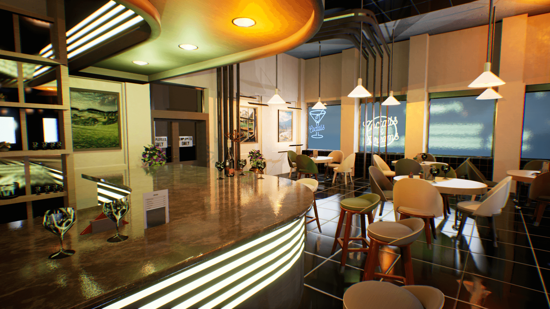 An image showing Green Lounge asset pack, created with Unreal Engine.