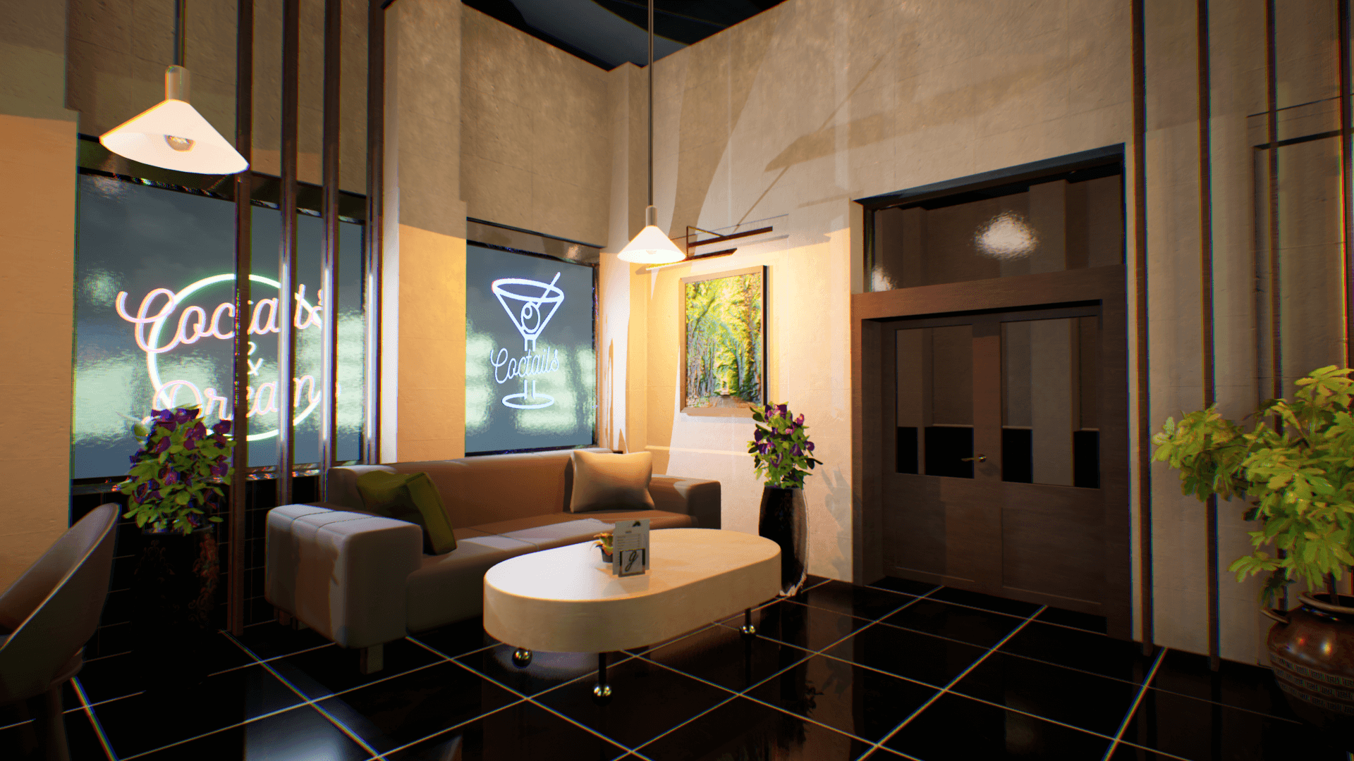 An image showing Green Lounge asset pack, created with Unreal Engine.