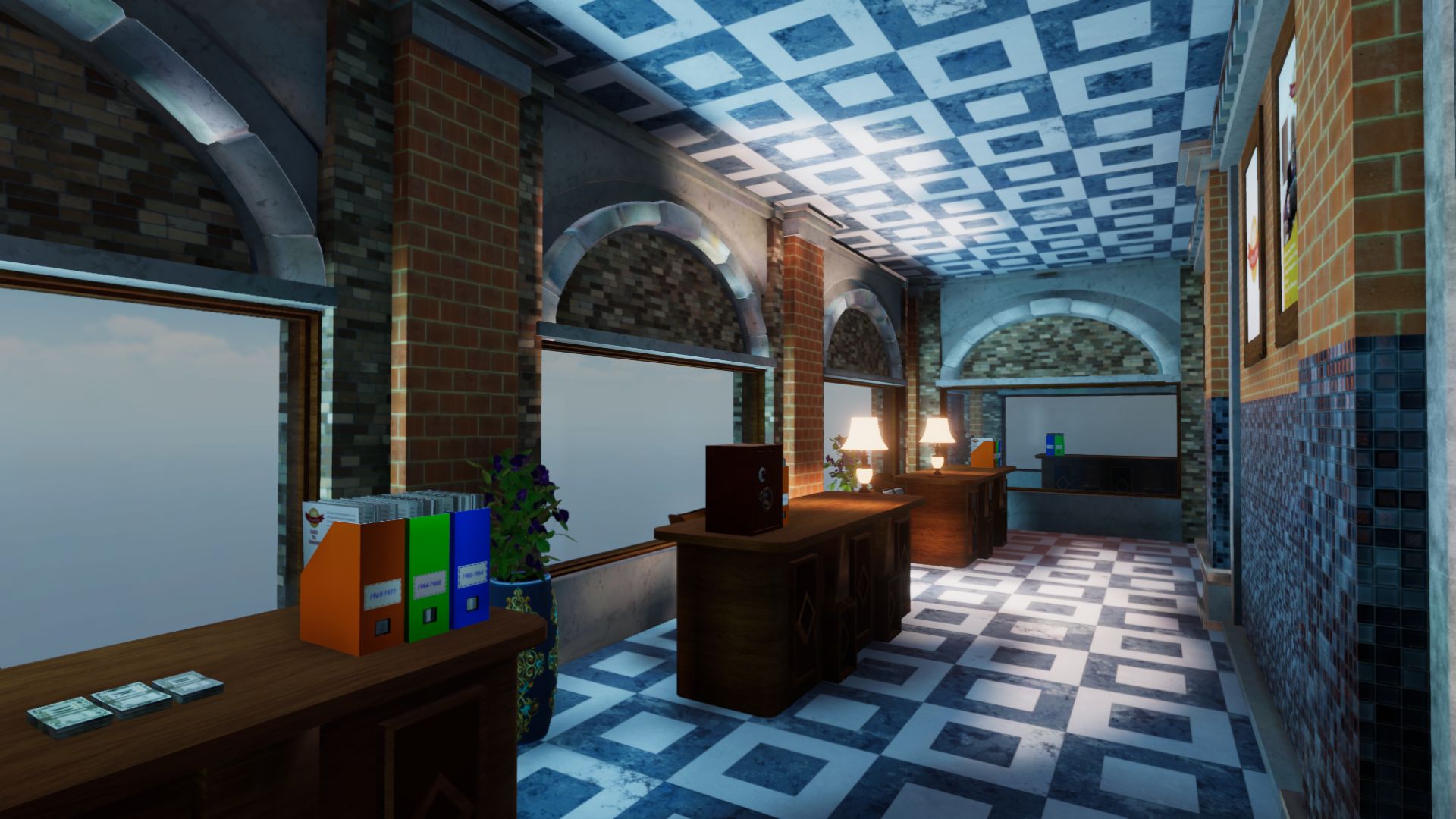 An image showing National Bank asset pack, created with Unity Engine.