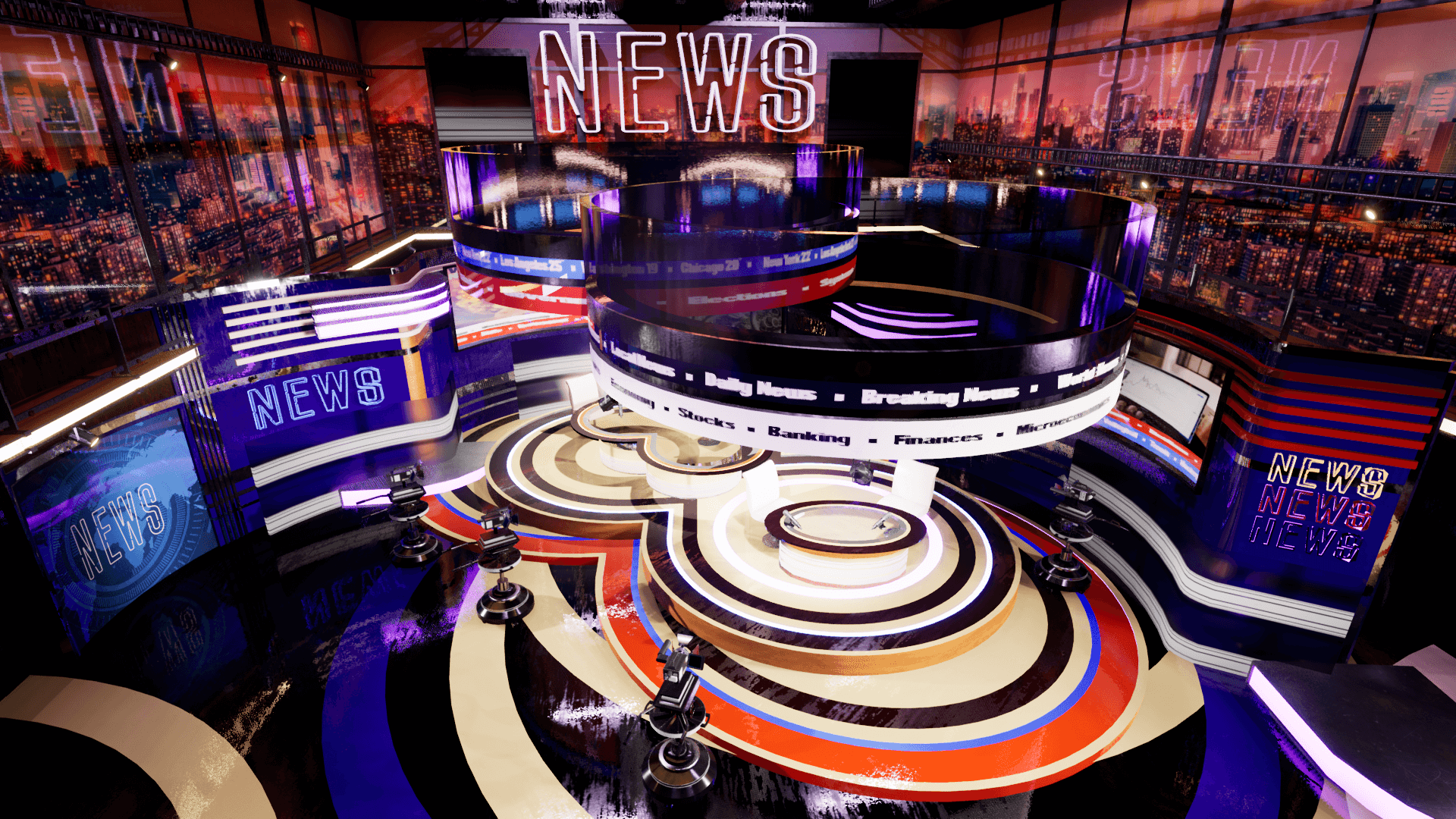 An image showing News Studio 2 asset pack, created with Unreal Engine.