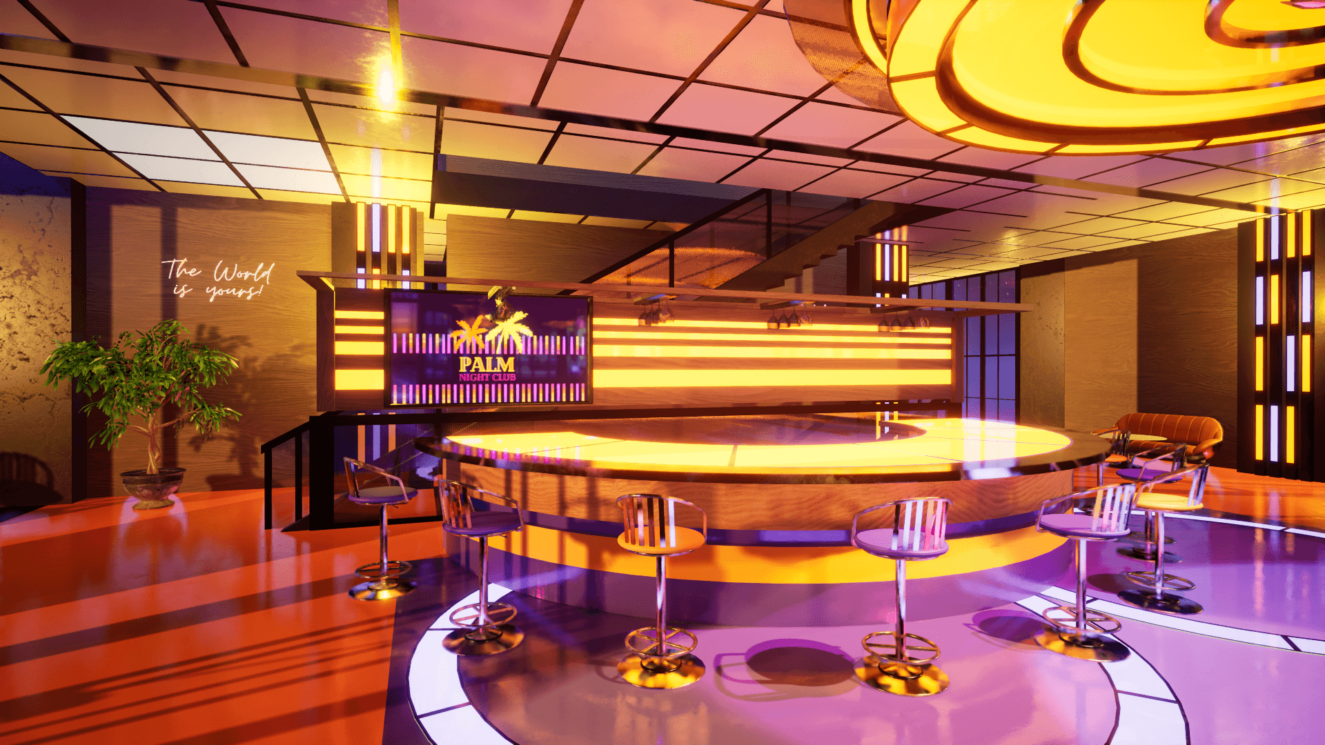 An image showing Palm Night Club asset pack, created with Unreal Engine.