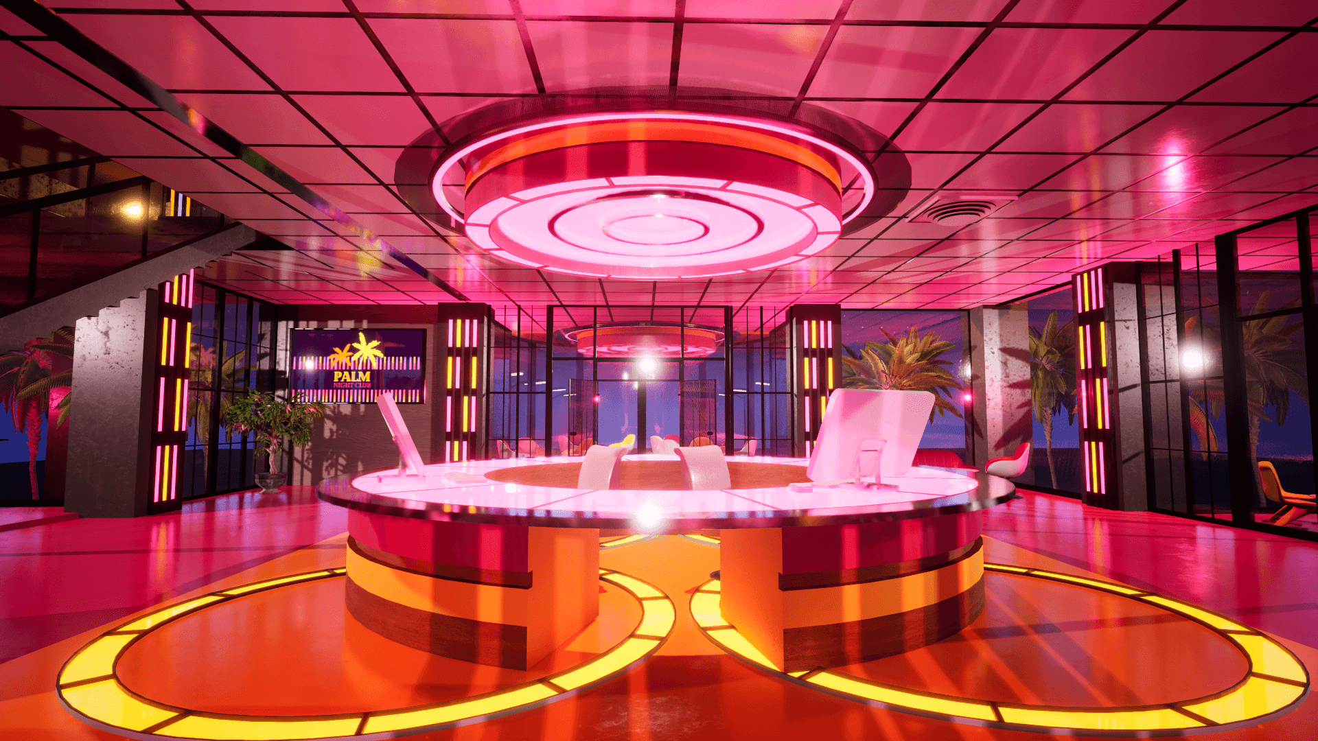 An image showing Palm Night Club asset pack, created with Unreal Engine.