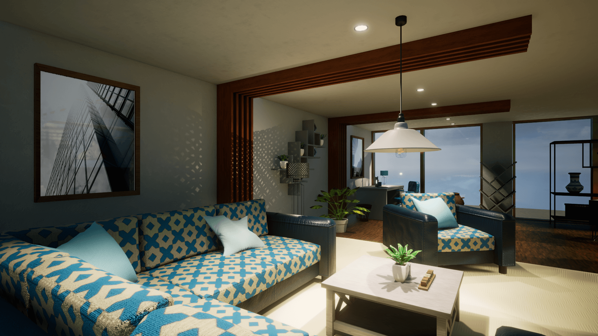 An image showing the Living Room asset pack, created with Unreal Engine