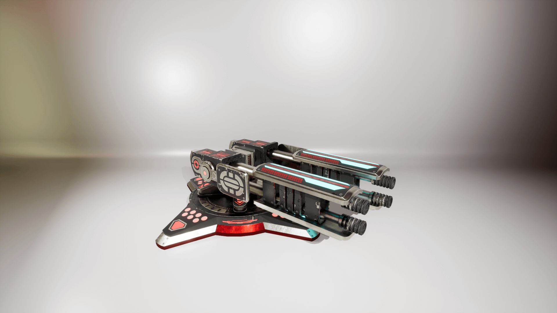 An image showing the SciFi Turrets asset pack, created with Unreal Engine