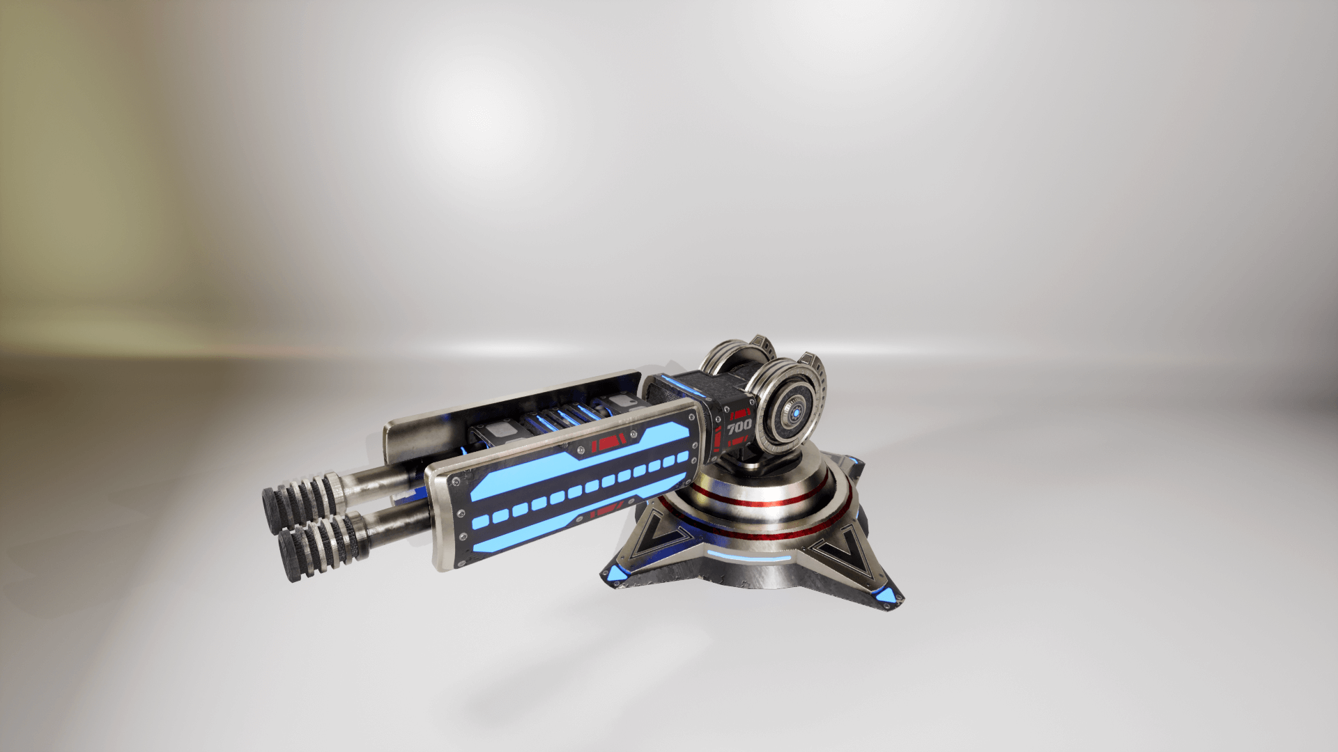 An image showing the SciFi Turrets asset pack, created with Unreal Engine