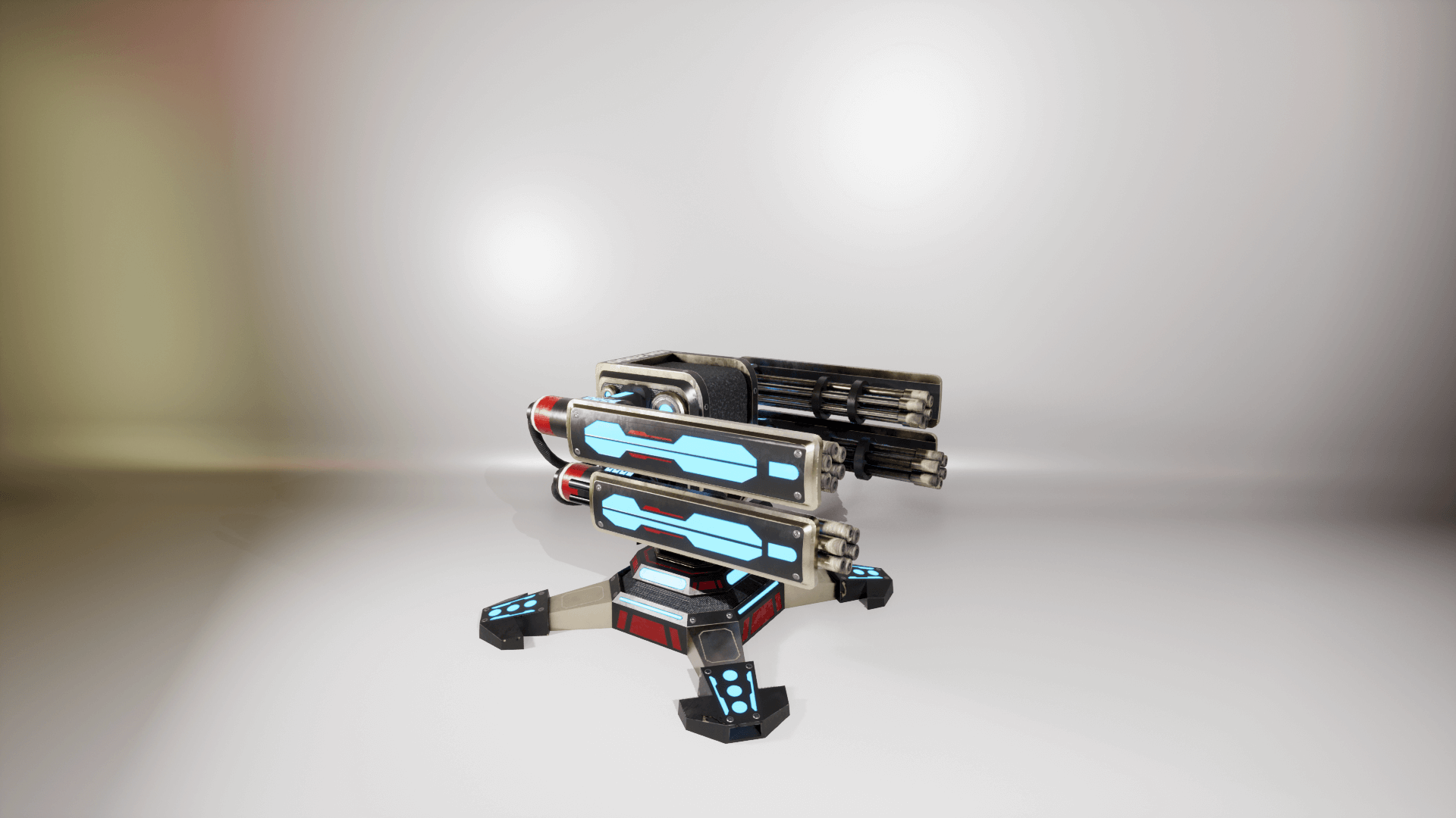 An image showing the SciFi Turrets asset pack, created with Unreal Engine