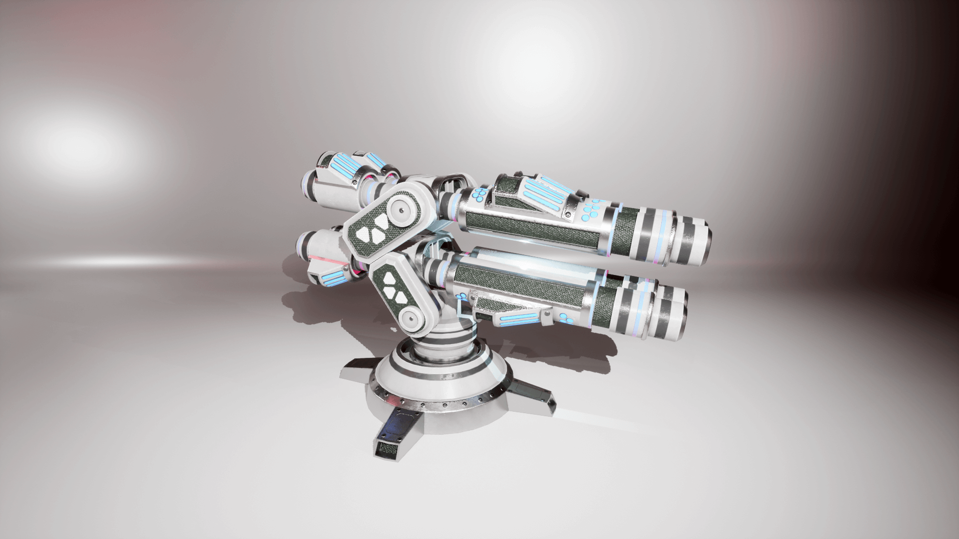 Dexsoft Games - High Quality 3D Models and Game Assets An image showing the SciFi Turrets 2. asset pack, created with Unreal Engine