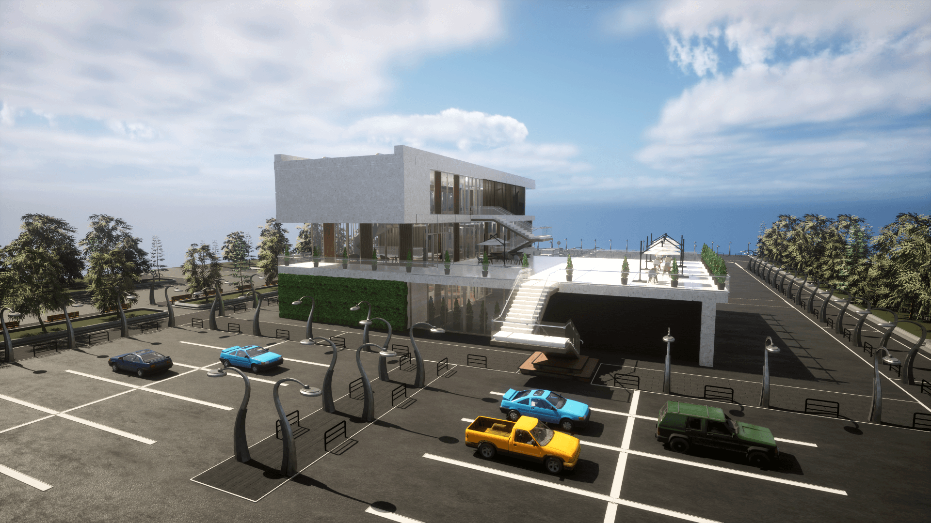 Dexsoft Games - High Quality 3D Models and Game Assets An image showing the Office Park asset pack, created with Unreal Engine