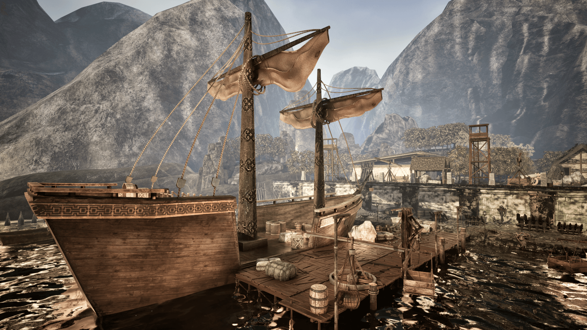 Dexsoft Games - High Quality 3D Models and Game Assets An image showing the Medieval Harbour asset pack, created with Unreal Engine
