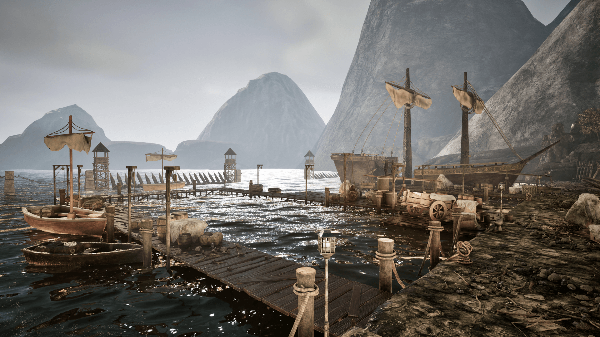 Dexsoft Games - High Quality 3D Models and Game Assets An image showing the Medieval Harbour asset pack, created with Unreal Engine