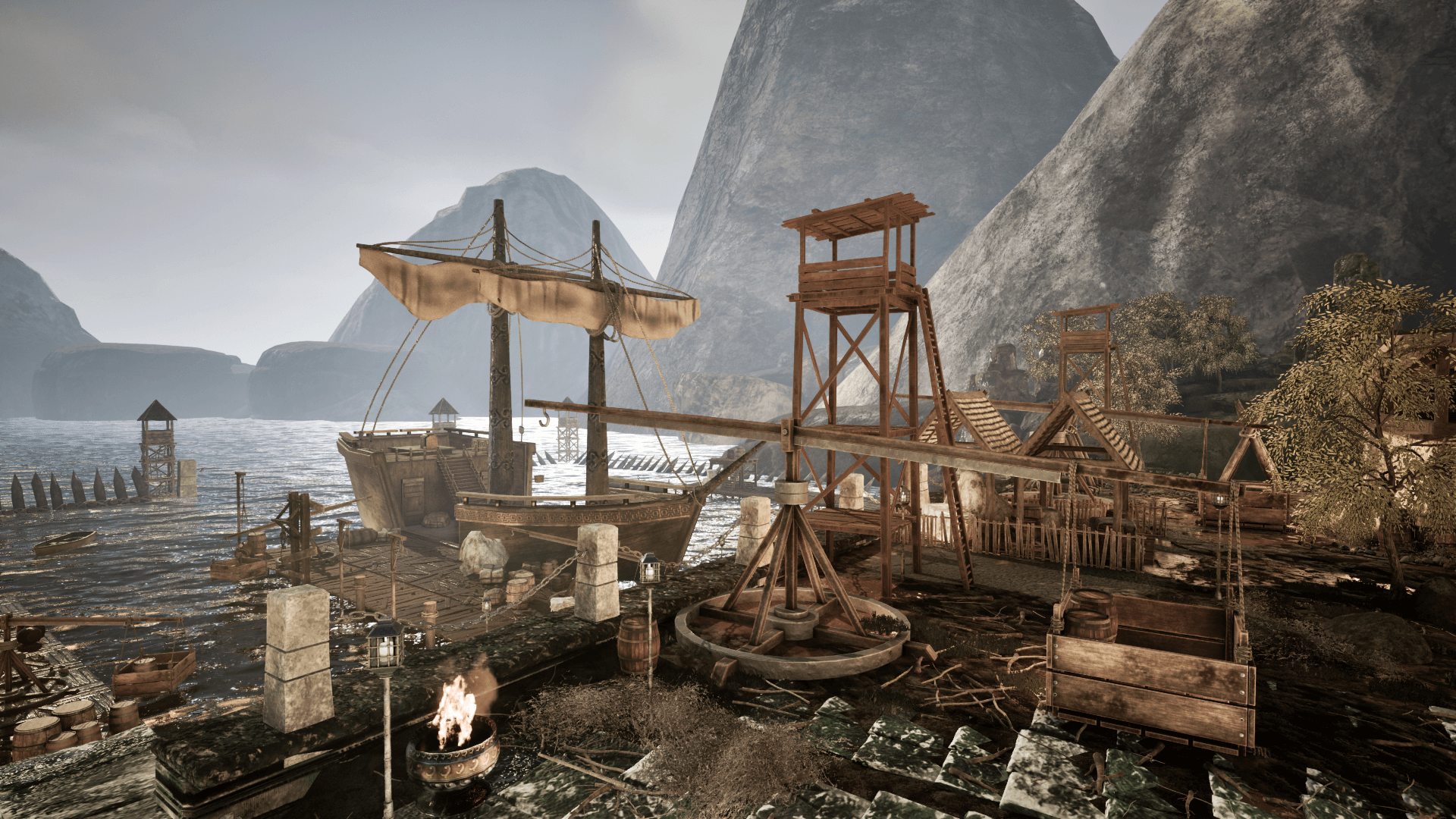 Dexsoft Games - High Quality 3D Models and Game Assets An image showing the Medieval Harbour asset pack, created with Unreal Engine