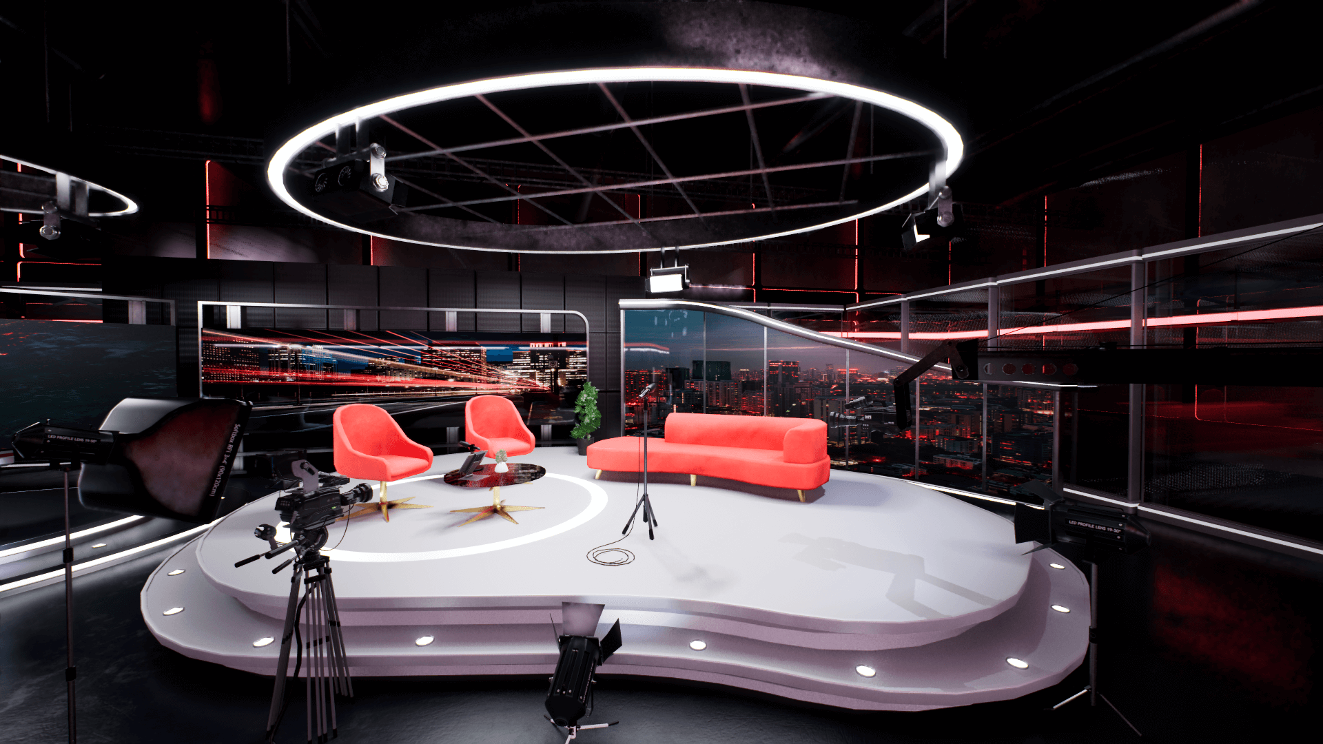 An image showing the Red Studio asset pack, created with Unreal Engine