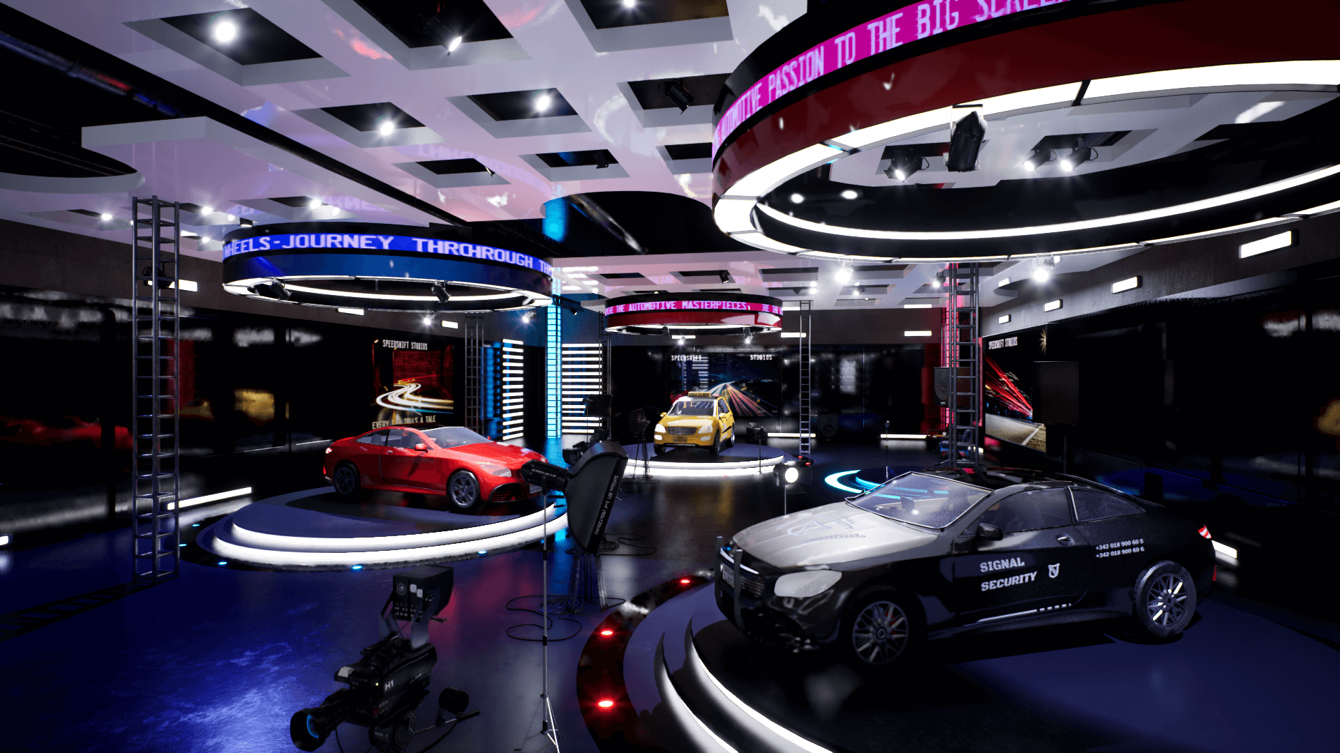 An image showing the Speed Shift Showroom asset pack, created with Unreal Engine